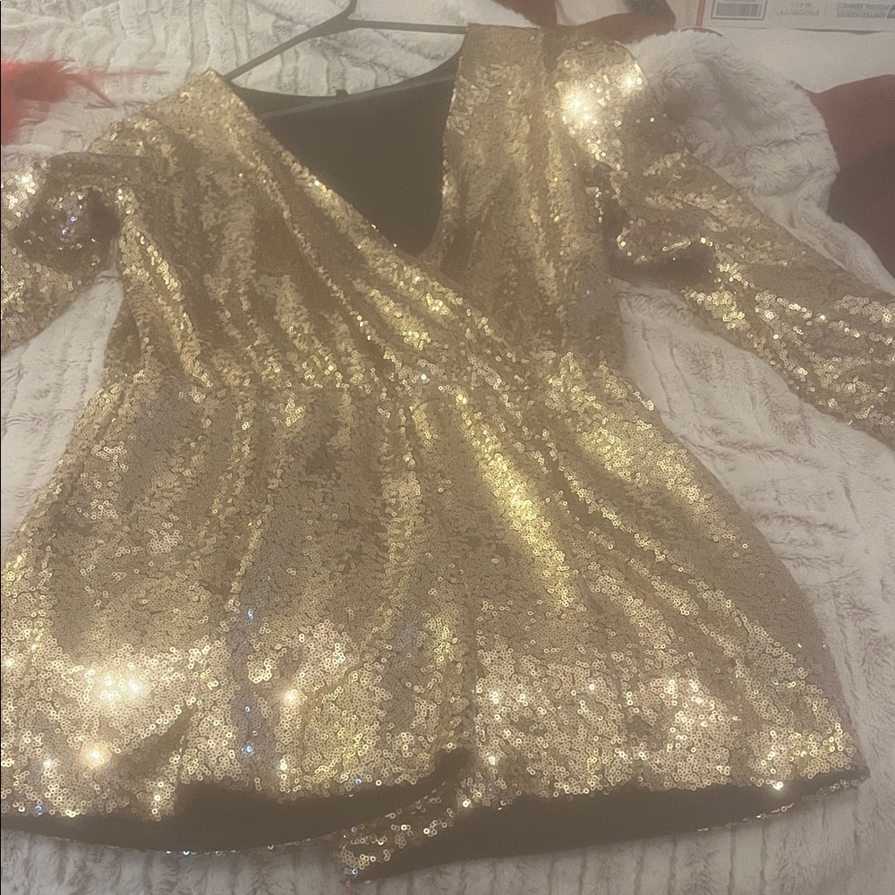 Gold Sequin Women's Top
